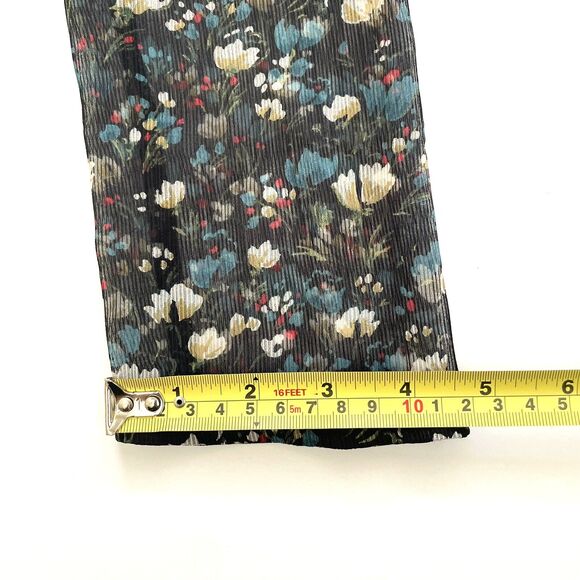 ZARA BASIC Women’s Floral Print Semi Sheer Blouse Top Ruffled Sleeve Blk - Picture 9 of 10